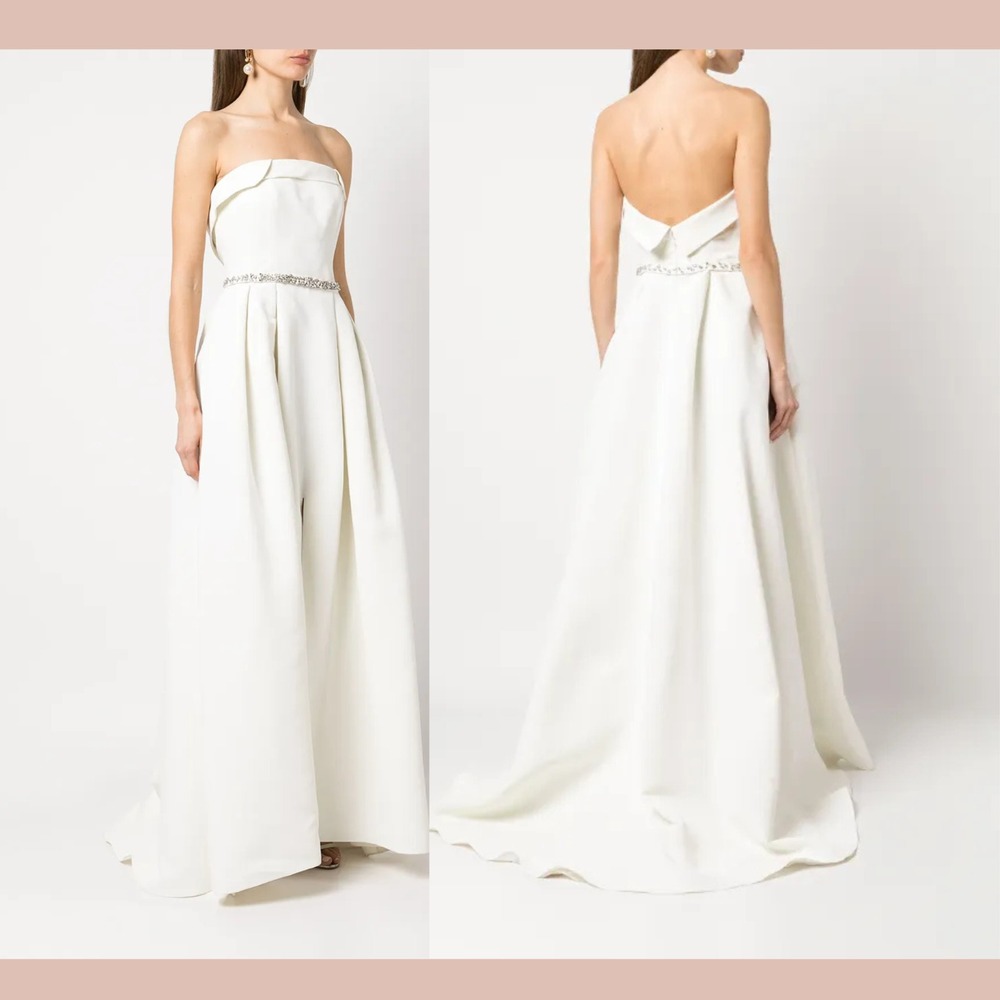 NWD $1250 Sachin‎ & Babi [ 2 ] Brielle Belted A Line Gown in Ivory White #S1782